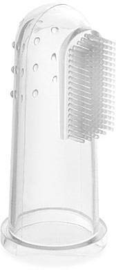 Primo Passi Baby Finger Toothbrush Silicone Finger Toothbrush for Baby W/Case Holder (Clear)