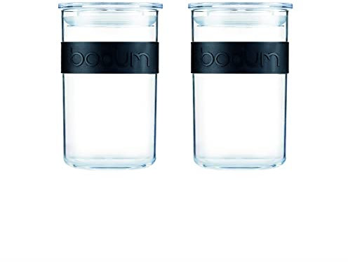 Bodum - K11828-01SA - PRESSO - Set de 2 bocaux Conservation en Plastique, avec Couvercle hermétique - 0.6 l