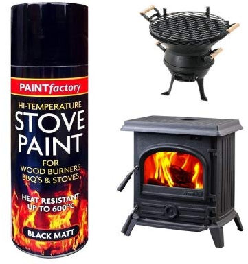 GBS 400ml Hi-Temperature Black Matt Stove Paint Spray For Wood BBQ s Grill and Stoves Can Paint Heat Resistant Upto 600 C (1)