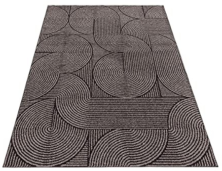 Lord of Rugs Living Room Rug Geometric Bedroom Dining Room Home Office Kitchen Area Rug Charcoal Swirl X-Large 200x290 cm (6'7x9'6)