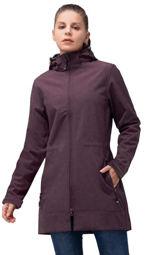 33,000ft Chaqueta Softshell para Mujer Chaqueta Larga de Transición Impermeable Resistente al Viento Abrigo Softshell Cortavientos Transpirable Chaqueta de Senderismo Abrigo Exterior con Capucha