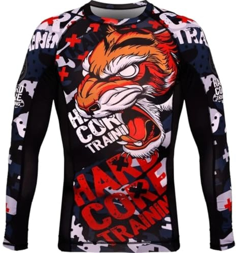 Hardcore Training Rash Guard Men's Camisa de Compresión Hombre MMA BJJ Boxeo Fitness Grappling No Gi