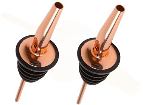 Chabrias Ltd Copper 2 PackFast Free Flow Liquor Spirits Pourer Speed Pourers Wine Bottle Spirits Pourers Tapered Spout for Olive Oil Coffee Syrup Vinegar Bottles