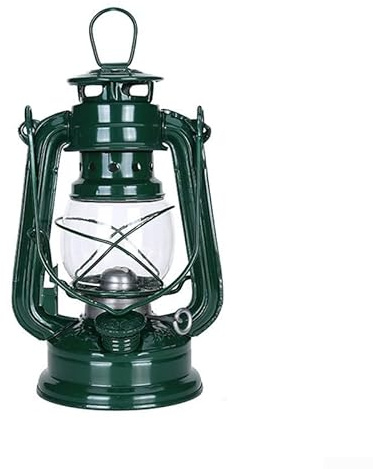 Lámparas de queroseno retro, lámpara de aceite vintage con asa, lámpara de aceite, linternas de mesa para el hogar, jardín, camping, citronela (verde-19 cm)