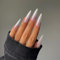 JUSTOTRY 24 Stück Milchweiß Stiletto Nägel Zum Aufkleben Lang Motiv,Marmor Press on Nails,Glossy French Mandel Künstliche Nägel,Spitz Fingernägel Fake Nails Long für Frauen Nails Art
