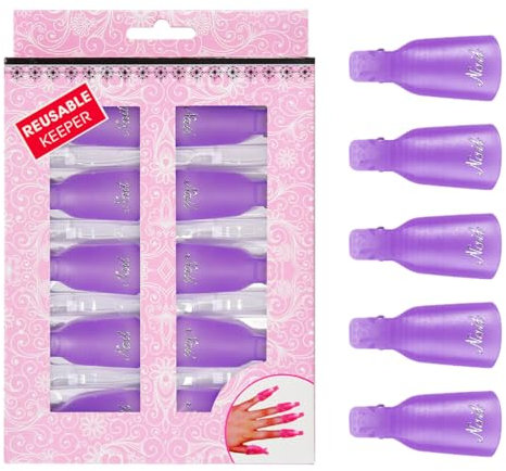 WeddHuis Set 10 Pezzi Clip Rimuovi Smalto, Strumento per Rimozione Gel Polish per Manicure UV, Clip Soak-Off, Cappucci per Nail Art