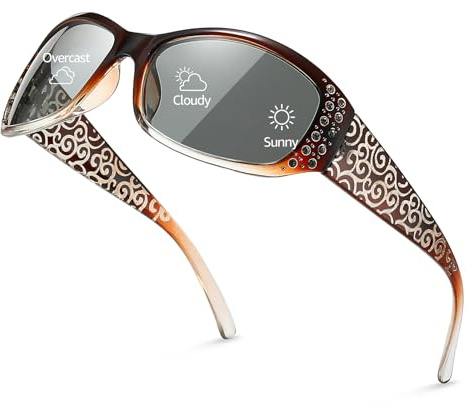 TJUTR Polarised Photochromic Sunglasses for Women Anti Glare