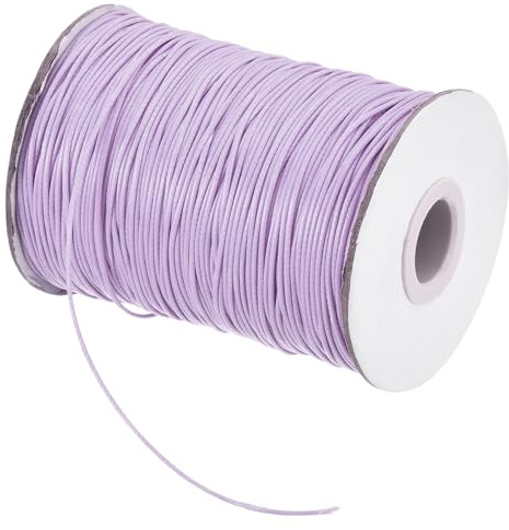 QUARKZMAN vaxad tråd, 0,8 mm vaxad polyestertråd, 160 m vaxsnöre för armbandstillverkning, halsband, pärlor, smycketillverkning och hantverk (ljuslila)