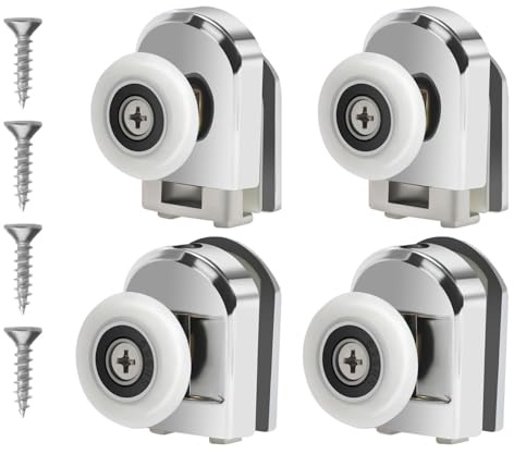 4Pcs Shower Door Rollers, 23MM Sliding Shower Doors Wheels Replacement Roller Runner Wheel, Shower Door Runners Pulleys for Curved Glass Doors 4-6mm