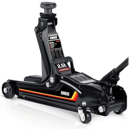 Humberg Gato hidráulico para Coche, Perfil bajo, 2,5T, 80-360 mm, 2 Almohadillas de Goma, Color Negro