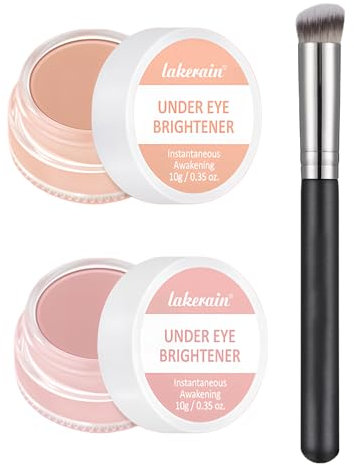 2 Pezzo Under Eye Brightener Correttore Occhiaie(10g x 2) + Pennelli per Il Trucco,Correttore Occhiaie Coprente, lluminante Sotto Gli Occhi, Copertina Dark Circles