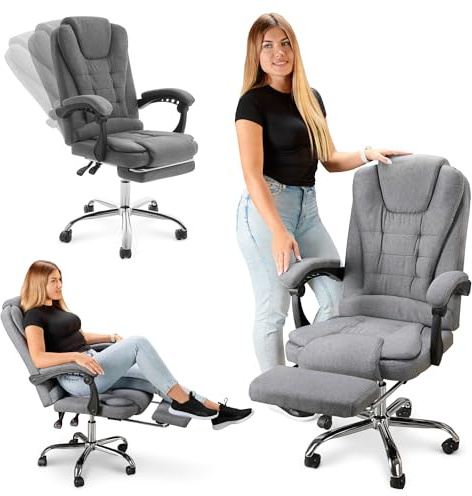 di volio Bürostuhl mit Fußstütze Höhenverstellbar Schwarz 150 kg Dunkelgrau