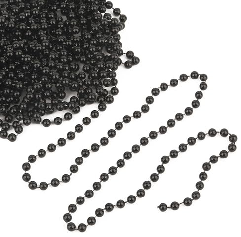 WedDecor Black Christmas Metallic Bead Garland 9 Metres Shiny Pearl String for Xmas Tree Decoration, Beaded Tinsel Chain for Crafts, Ornaments, Holiday & For Festive Decor, 1pc