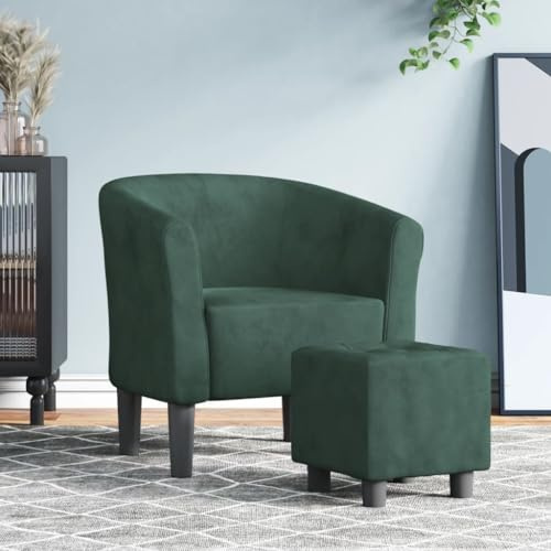 Mokuyary Poltrona da club con poggiapiedi, verde scuro, in velluto, per soggiorno, camera da letto, sala studio, camera degli ospiti