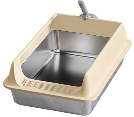 Bandeja para de, Acero Inoxidable, Bandeja Grande para Gatos con Cuchara, Control de olores, Suministros para Mascotas para Gatitos, Interiores, hogar, Sala de Estar, balcón, apartamento