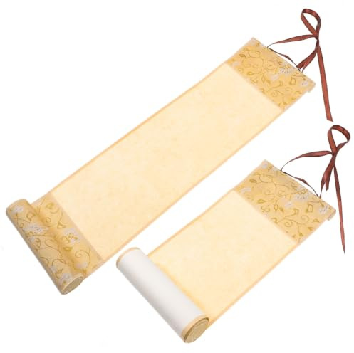 Rouleau de Papier Xuan Vierge Rétro pour Calligraphie, 2 Pièces | Papier Artistique Chinois, Écriture et Peinture, Infiltration Lente, Format Mini Portable, Lot de Deux