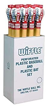 Wiffle® Baseball and Bat Set (1 Dozen) – Floor Display Case Includes 12 Sets of 32 Yellow Bats & 9 Perforated Baseballs – American Made Since 1953 – Safe Outdoor Fun for All Ages
