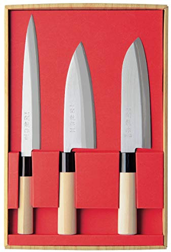 Set 3 Coltelli Giapponesi SekiRyu Sashimi, Santoku & Deba SR801 - Lama Acciaio Inox