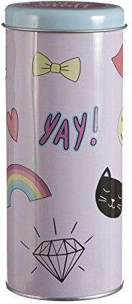 Premier Housewares Fun Times, Barattolo, Metallo, Rosa, 8 x 8 x 18 cm