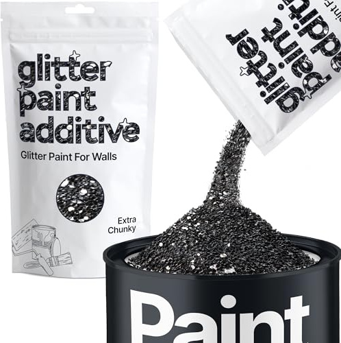 Hemway Black Glitter Paint Additive Extra Chunky 100g for Adding Sparkle | for Paints & Varnish | Paint Walls Sparkly Add to Emulsion, Acrylic or Lacquer Indoor