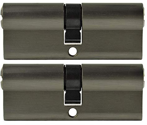 Löwen Sicherheit Lot de 2 cylindres de serrure à double cylindre 40/40 avec 10 clés réversibles A : 40 B : 40 Lot de 2 (80 mm 40/40, cylindre profilé à fermeture simultanée), (Zylinderschloss)