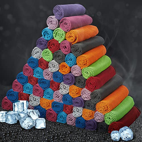 Honoson 30 Pcs Cooling Towel Bulk - Neck & Face Cool Chilly Towels Microfiber Breathable Sport Sweat Rag for Gym, Yoga, Travel, Camping, Running, Outdoor (Multicolor)