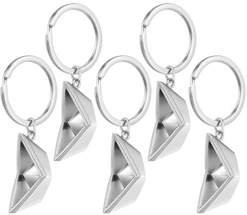 Beavorty Portachiavi a forma di nave di carta, portachiavi in metallo, per barca a vela, bigiotteria per auto, borsa regalo, 5 pezzi, argento, 7*1,2 cm