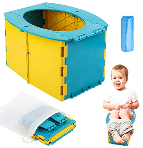 Toilette per Bambini Portatile, Vasino per Bambini,Pieghevole Toilette per Bebè,Pieghevole Sedile per WC,Plastica Ecologica ABS, Viaggi All'Aperto o Allenamento Vasino,Adatto per Bambini di 12-36mese