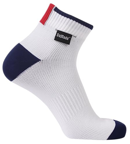 SuMade Ankle Waterproof Socks for Men Women, Neoprene Socks Men Hiking Water Resistant Sock Goretex Sock 1 Pair (White&Blue,Small)