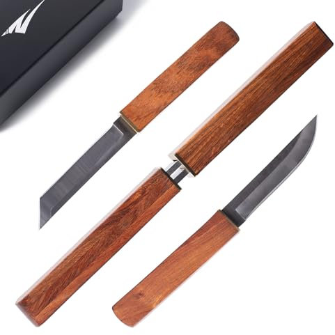 Zetterrank 2-in-1 Doppelmesser, Jagdmesser mit Holzgriff, japanisches Messer.