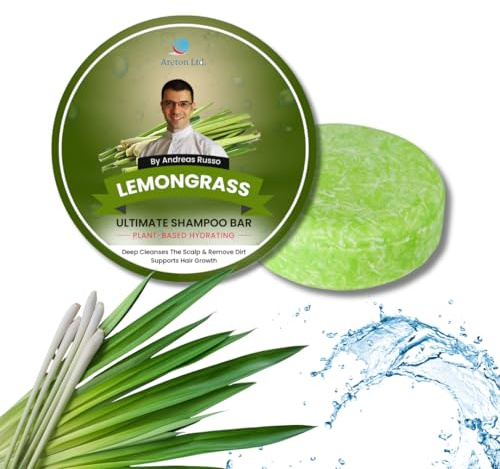 LemonGrass Solid Shampoo Bar for Dry & Damaged Hair, Thinning Hair, Frizz & Split End Care, Moisturising, Smoothing, Soft & Silky Hair, Dry Scalp, Shampoo & Conditioner Bar for Men & Women