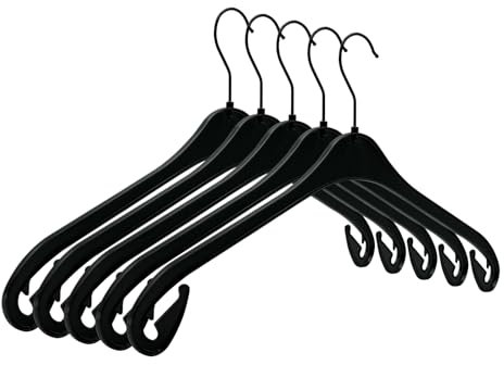 RSR Hangers Kleiderbügel NA 47 aus Kunststoff 50 Stück - Schwarzer Haken - Black Edition - 360° drehbarer Haken - Hemdenbügel - Blusenbügel - Jackenbügel - schwarz - schneller Versand