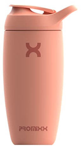 Promixx PURSUIT shaker à protéines nouvelle édition – Bouteille de mélange isolée en acier inoxydable – facile à nettoyer et durable, 550ml, Corail