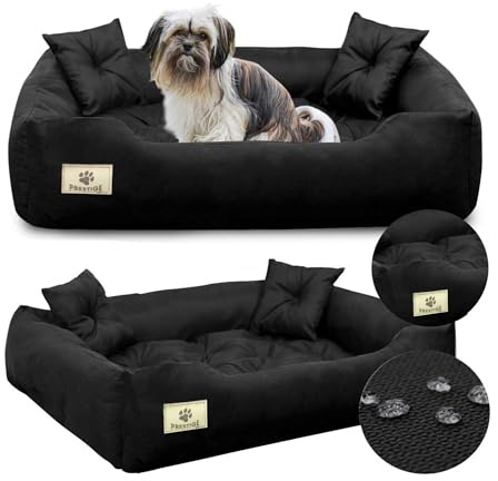 KING DOG Cama para Perros Pequeños Lavable S 55 x 45 cm Impermeable Cojín Cesta para Gatos Ortopédica Material Silicona Negro
