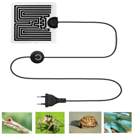 HENGBIRD Heizkissen Heizmatte Terrarium mit 10-Stufiger Temperaturregler Heizmatte WäRmematte Reptilienheizmatte für SchildkröTen, Eidechsen, Schlangen, Geckos, Spinnen, Raupen 5w 15 x 14cm