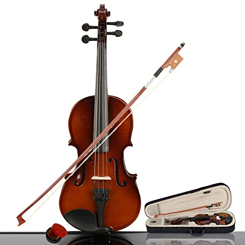 1/4 Violin, Acoustic Violin Set with Violins Case, Bow, Rosin, Violins for Beginners, Students, Kids 5-7 Years Old (Natural)