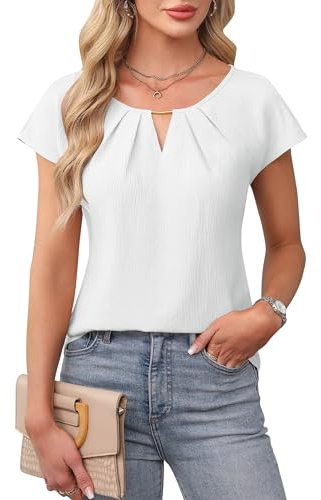 Blooming Jelly Womens Business Casual Tops Dressy Work Short Sleeve Blouses