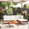 IKAYAA Garten loungemöbel Set Gartenmöbel Set Holz Balkon Lounge Holz Holz Lounge Outdoor Balkonmoebel Holz Lounge Sitzgarnitur Outdoor holz-5-tlg
