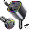 Caricatore Auto Accendisigari USB C (2pez), AGEMANY 4in1 Retrattile Rapido Carica Batteria per Auto Cellulare+ 4 Ports Caricatore Accendisigari Auto per iPhone Android Samsung, Auto Accessori 12/24V