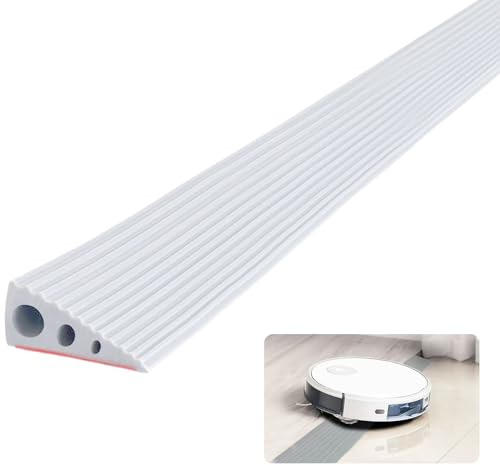 Gummidörrtröskelramp, 6,5 x 2,5 x 100 cm trottoarramp, PVC robotdammsugare, dörrtröskelramp för rullstol, barnvagn, rullator eller skoter, Vit