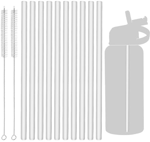10 Pajitas Reutilizables de Plástico para Stanley 20/30/40 oz Tumbler, compatibles con botellas de agua Hydro Flask con 2 cepillos de limpieza, Inodoro, Fácil de Limpiar, Material Grado Alimenticio