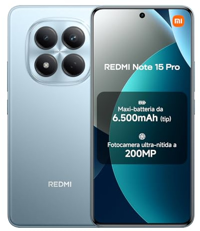 XIAOMI Redmi Note 15 Pro Smartphone (12+512 GB) – Handy mit Android, 6500-mAh-Akku, 200-MP-Kamera, IP65-Wasserschutz, 6,77 FHD+ AMOLED-Display, Gletscherblau, 2 Jahre Garantie