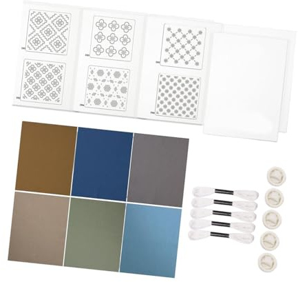 budiniao Sashiko Coaster-kit för nybörjare, förtryckt mönsterset för enkla stygn, övningsmall, ritningslinje, Sashiko-kit för nybörjare, vaser, schablon, geometriskt mönster, Set D
