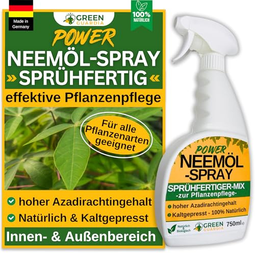 GREEN GUARDIA Neemoljespray (750 ml) – växtvård med emulgeringsmedel – naturlig växtvård, sprejklar, stärker växtförsvar, effektiv växtvård för trädgårds- och inomhusväxter