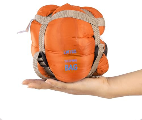 Domary Saco de Dormir para Exteriores de 90 y 75cm, Saco Dormir para Acampar, Viajes, Senderismo, 680g, Deportes Al Aire, Camping (Naranja)