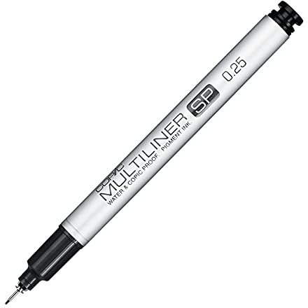 COPIC Multiliner SP 0,25 mm, Black, Aluminium Fineliner mit einer feinen Spitze und wasserbeständiger Pigmenttinte