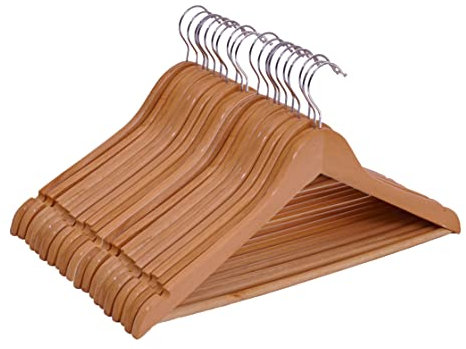 Holz Kleiderbügel 20er Pack - mit Hosenstange und drehbar - 20 Holzbügel