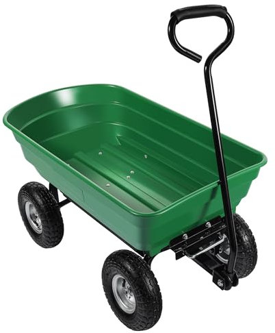 WilTec Carrito jardín basculante, Capacidad 75l, Carga 240kg, Carretilla de Transporte Carro de Mano