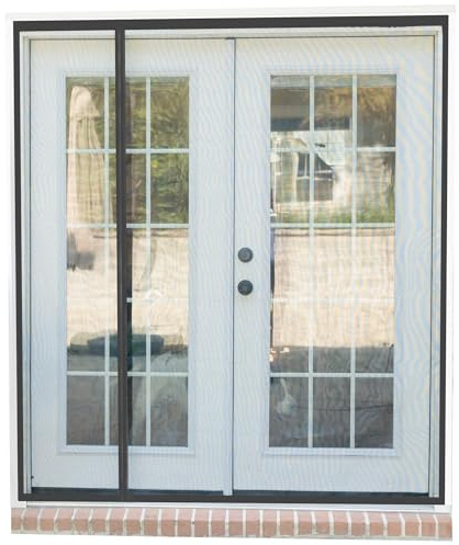 Fenestrelle Magnetic Screen Door for French & Sliding Door – Heavy Duty, Hands Free Fiberglass Mesh with Self Closing Magnetic Seal, Black Trim – Fits 70 x 80 Doors (Screen Size 72 x 82)