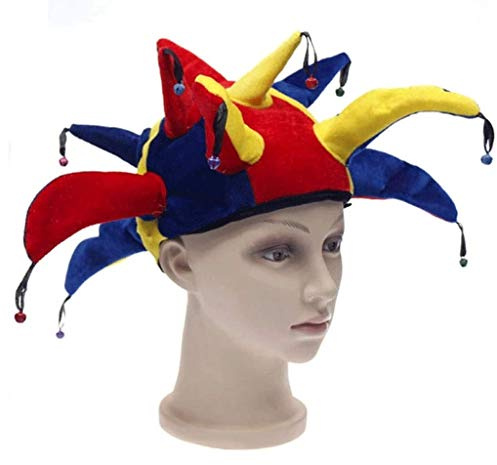 Matissa Halloween Costume Party Jester Hat with Bells for Mardi Gras Carnival Themed Halloween Party Prop